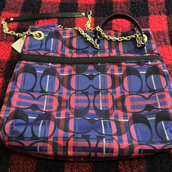 Coach Poppy Plaid Shoulder Bag - Picture 5 of 7